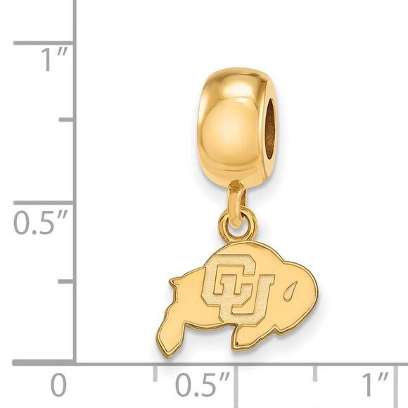 14k Gold Plated Silver Univ. of Colorado XS Buffalo Dangle Bead Charm - Picture 3 of 4